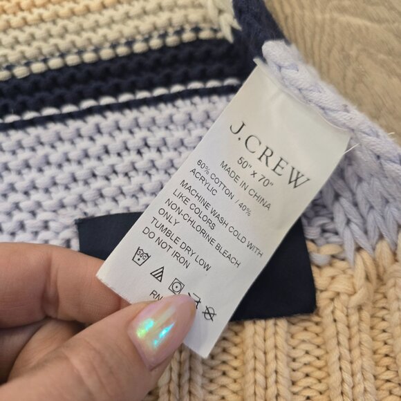 J.Crew Multicolor Striped Knit Blanket 50" X 70" Cotton Blend Cozy Throw warm - Picture 6 of 9